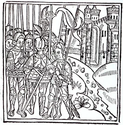 Kruisvaarders, gedrukt door Wynkyn de Worde (gest. 1534)